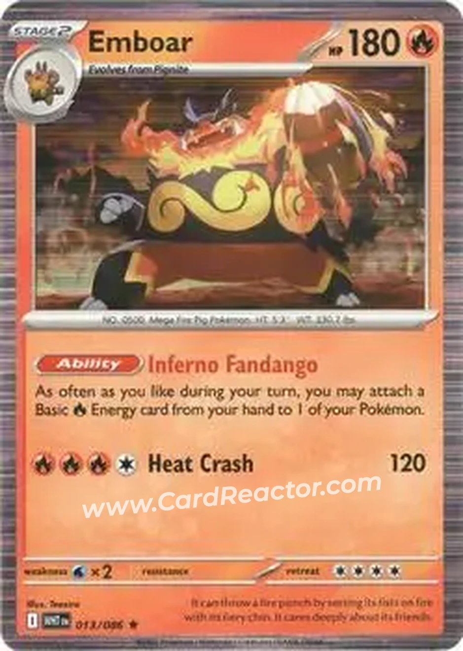 2025 Pokemon Scarlet & Violet White Flare #013/086 - Emboar