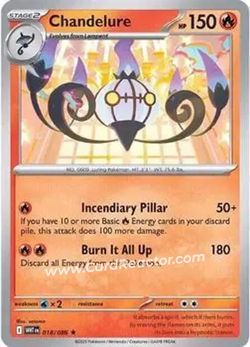 2025 Pokemon Scarlet & Violet White Flare #018/086 - Chandelure