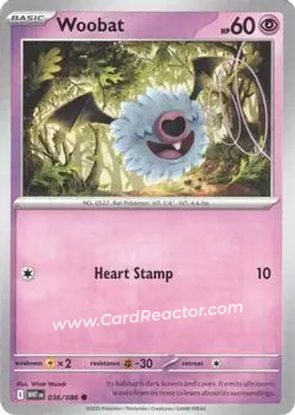 2025 Pokemon Scarlet & Violet White Flare #036/086 - Woobat