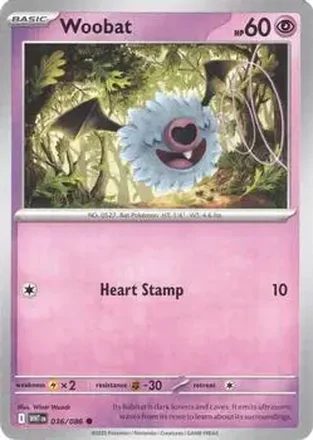 2025 Pokemon Scarlet & Violet White Flare #036/086 - Woobat