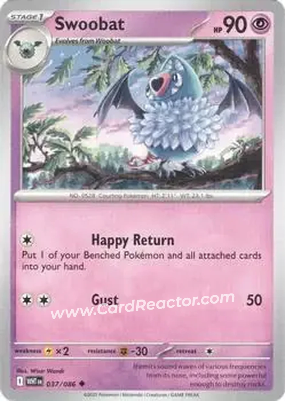 2025 Pokemon Scarlet & Violet White Flare #037/086 - Swoobat