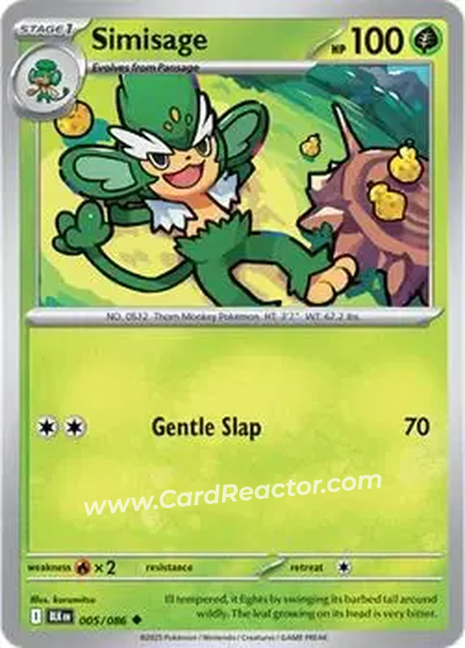 2025 Pokémon Scarlet & Violet Black Bolt #005/086 - Simisage - Front