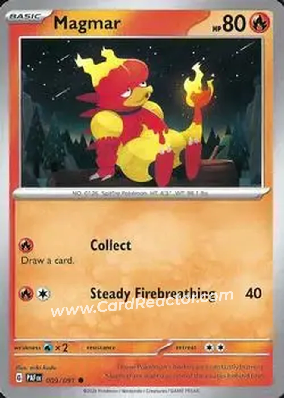 2024 Pokemon Scarlet & Violet Paldean Fates #009/091 - Magmar - Front