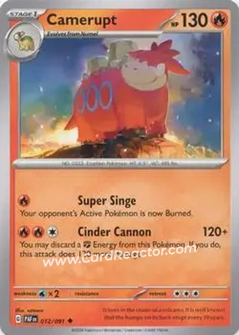 2024 Pokemon Scarlet & Violet Paldean Fates #012/091 - Camerupt - Front