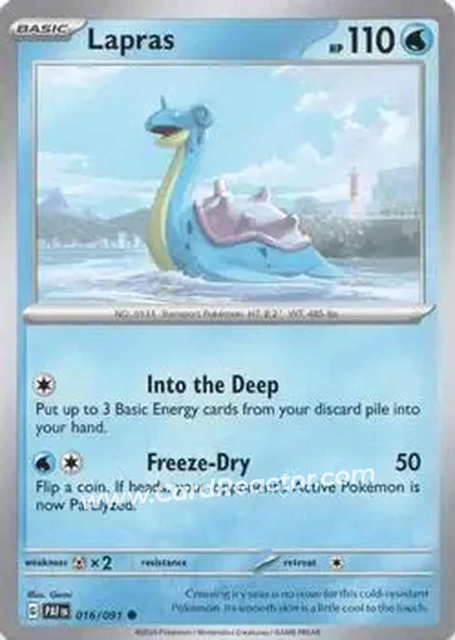 2024 Pokemon Scarlet & Violet Paldean Fates #016/091 - Lapras - Front