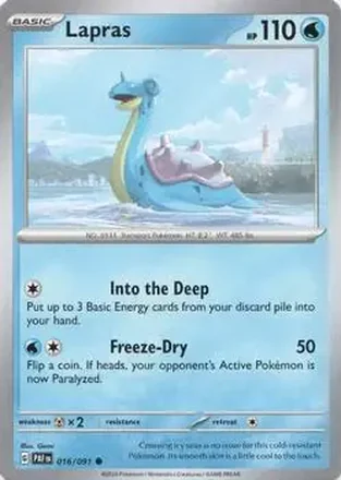 2024 Pokemon Scarlet & Violet Paldean Fates #016/091 - Lapras