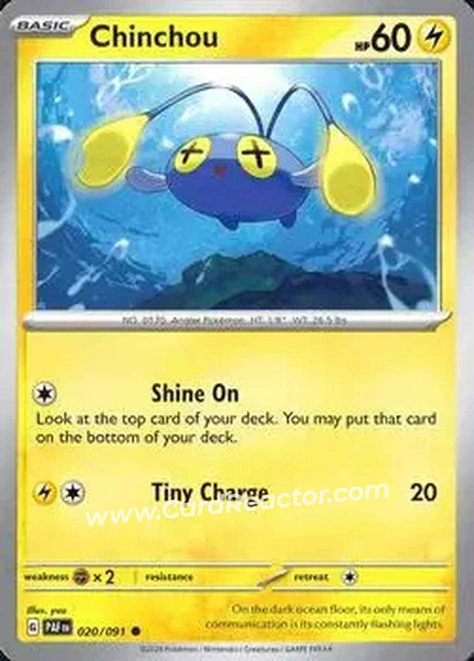 2024 Pokemon Scarlet & Violet Paldean Fates #020/091 - Chinchou - Front