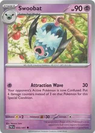 2024 Pokemon Scarlet & Violet Paldean Fates #033/091 - Swoobat
