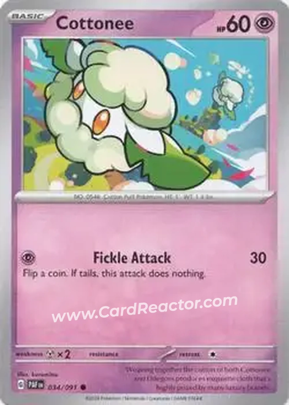 2024 Pokemon Scarlet & Violet Paldean Fates #034/091 - Cottonee - Front