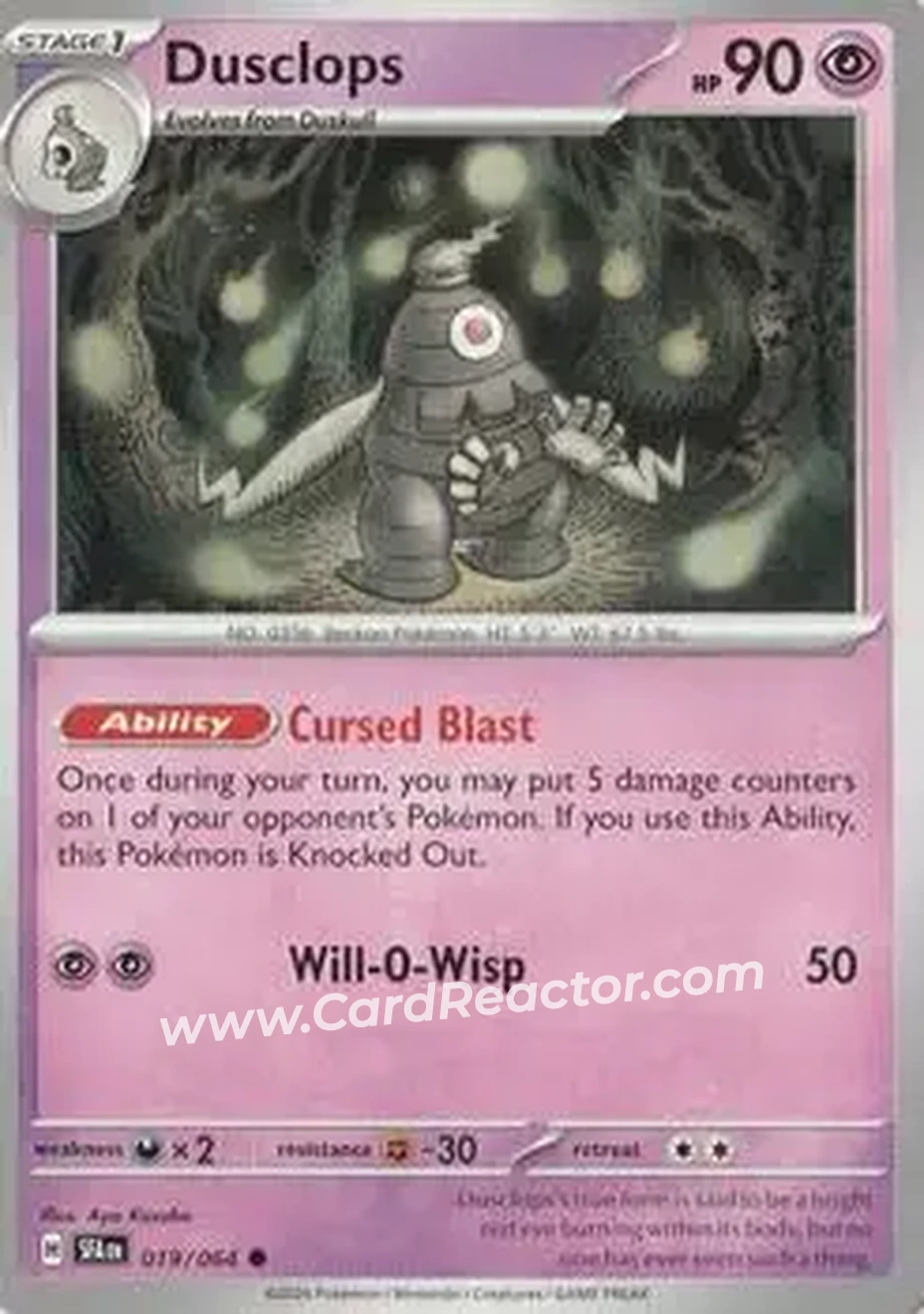 2024 Pokemon Scarlet & Violet Shrouded Fable #019/064 - Dusclops - Front
