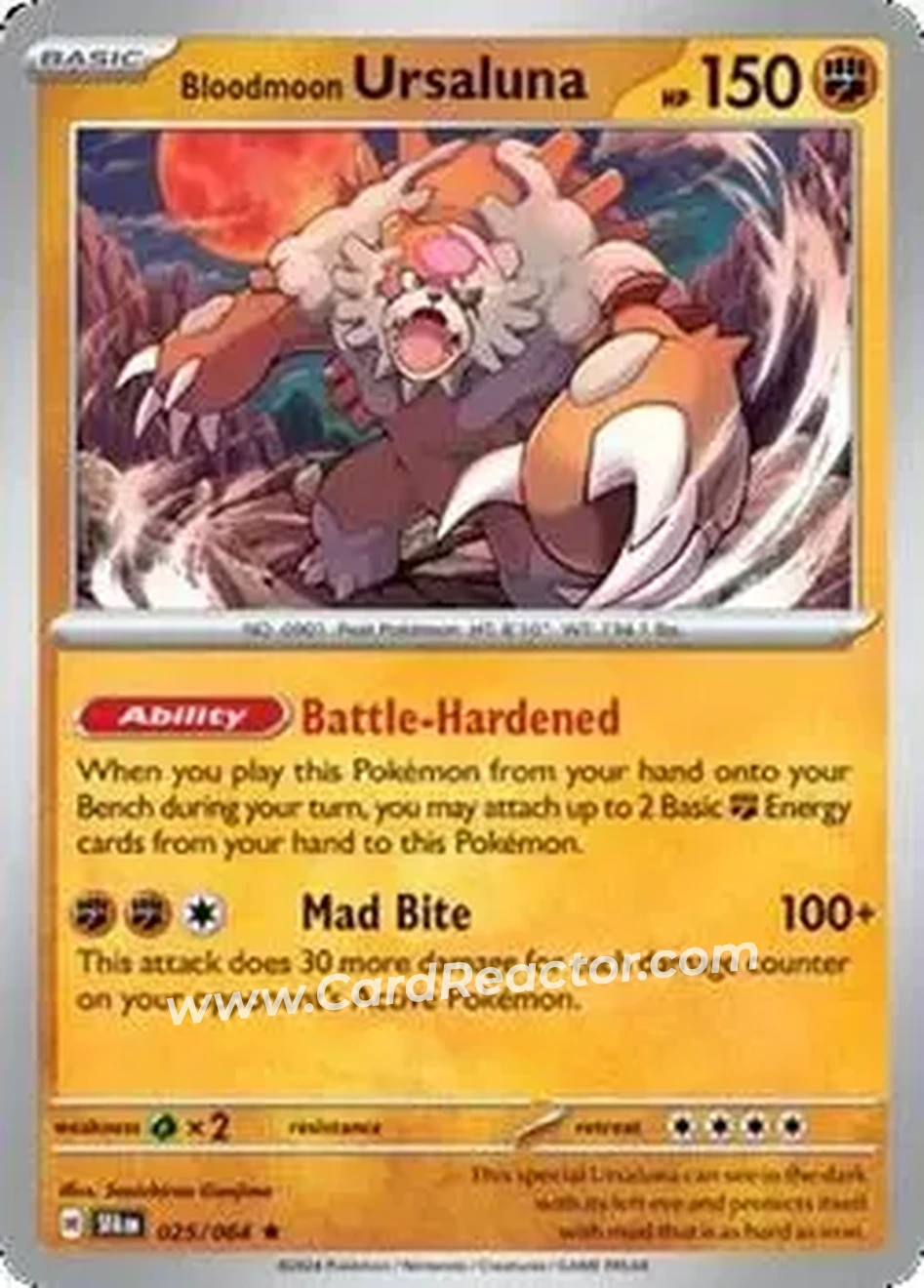 2024 Pokemon Scarlet & Violet Shrouded Fable #025/064 - Bloodmoon Ursaluna ex