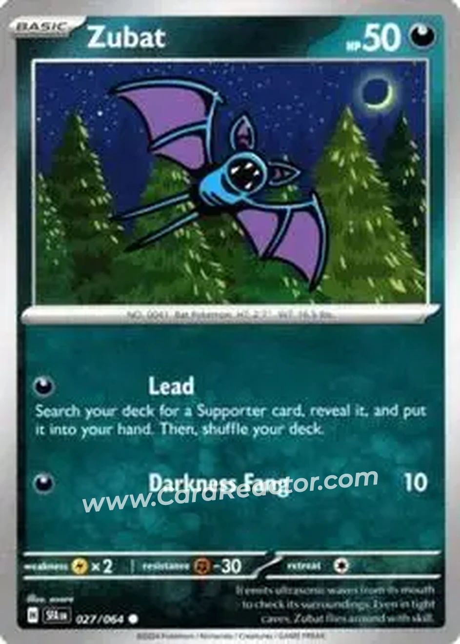 2024 Pokemon Scarlet & Violet Shrouded Fable #027/064 - Zubat - Front