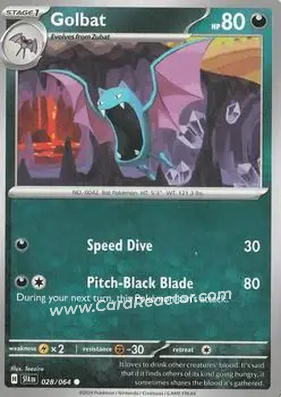 2024 Pokemon Scarlet & Violet Shrouded Fable #028/064 - Golbat - Front
