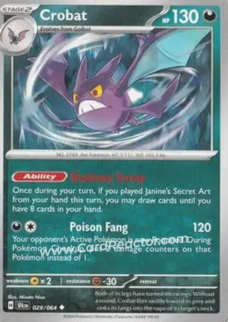2024 Pokemon Scarlet & Violet Shrouded Fable #029/064 - Crobat - Front