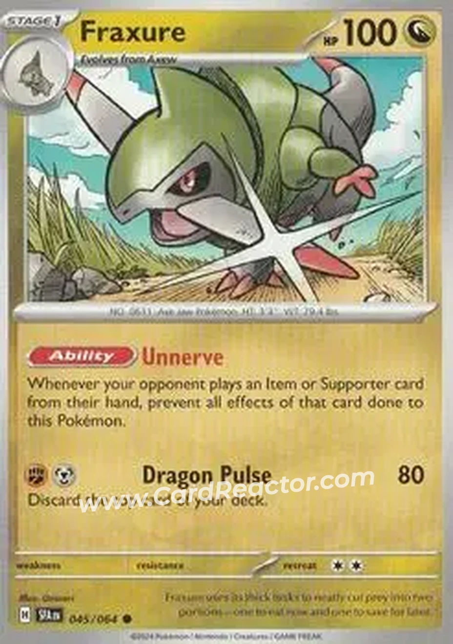 2024 Pokemon Scarlet & Violet Shrouded Fable #045/064 - Fraxure - Front