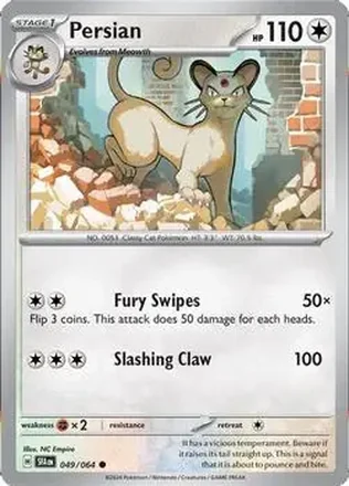 2024 Pokemon Scarlet & Violet Shrouded Fable #049/064 - Persian