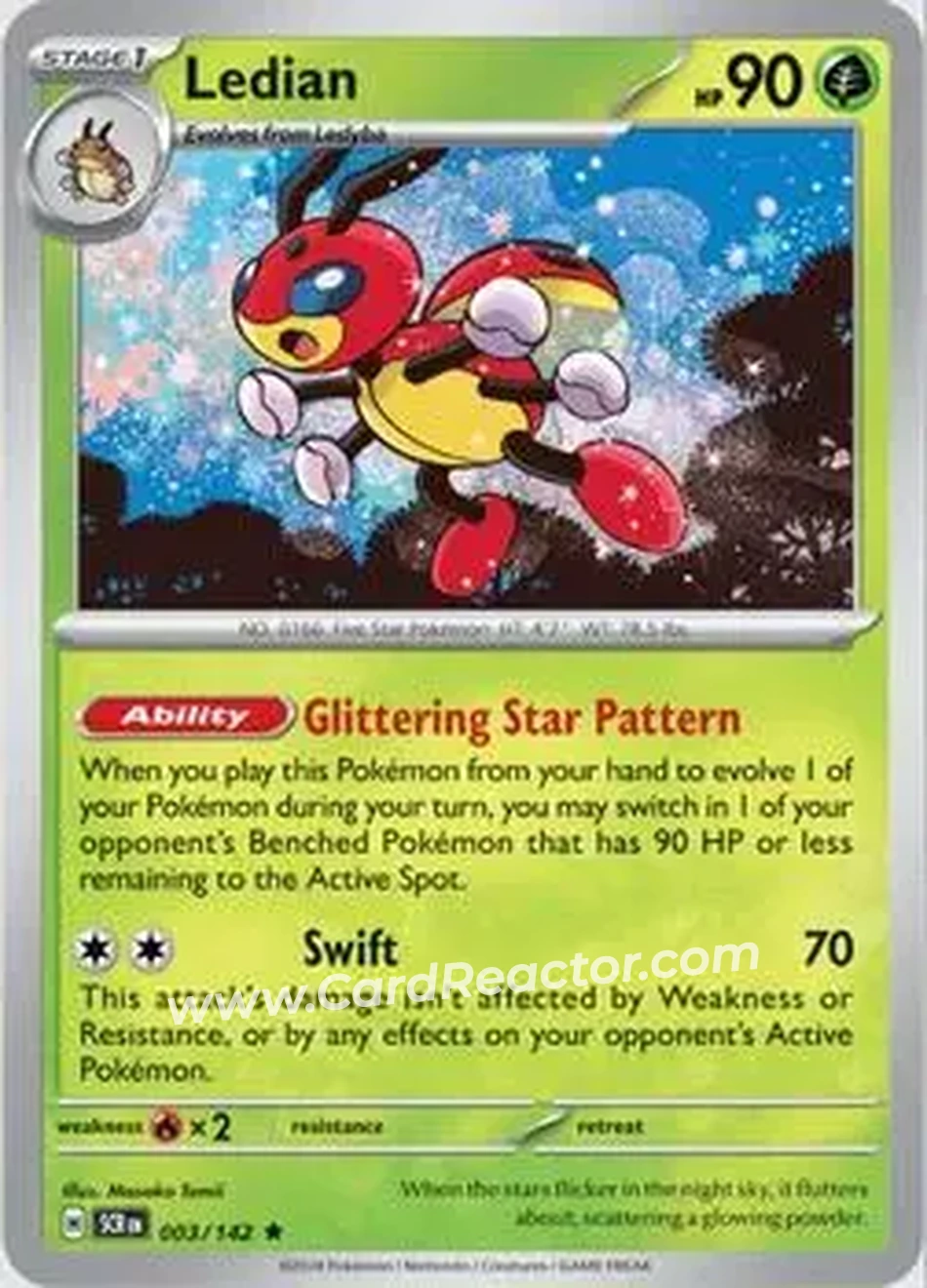 2024 Pokemon Scarlet & Violet Stellar Crown #003/142 - Ledian - Front