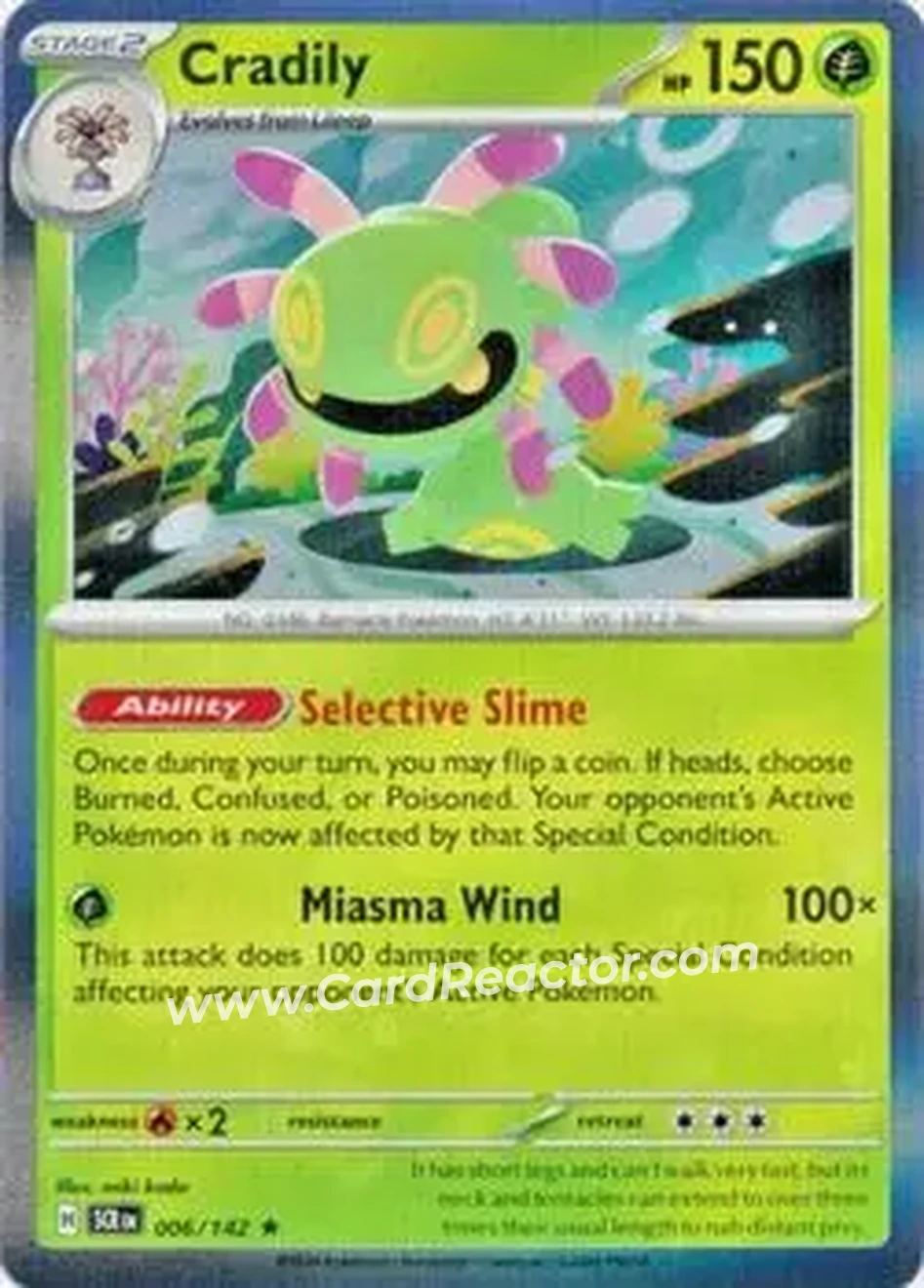 2024 Pokemon Scarlet & Violet Stellar Crown #006/142 - Cradily - Front