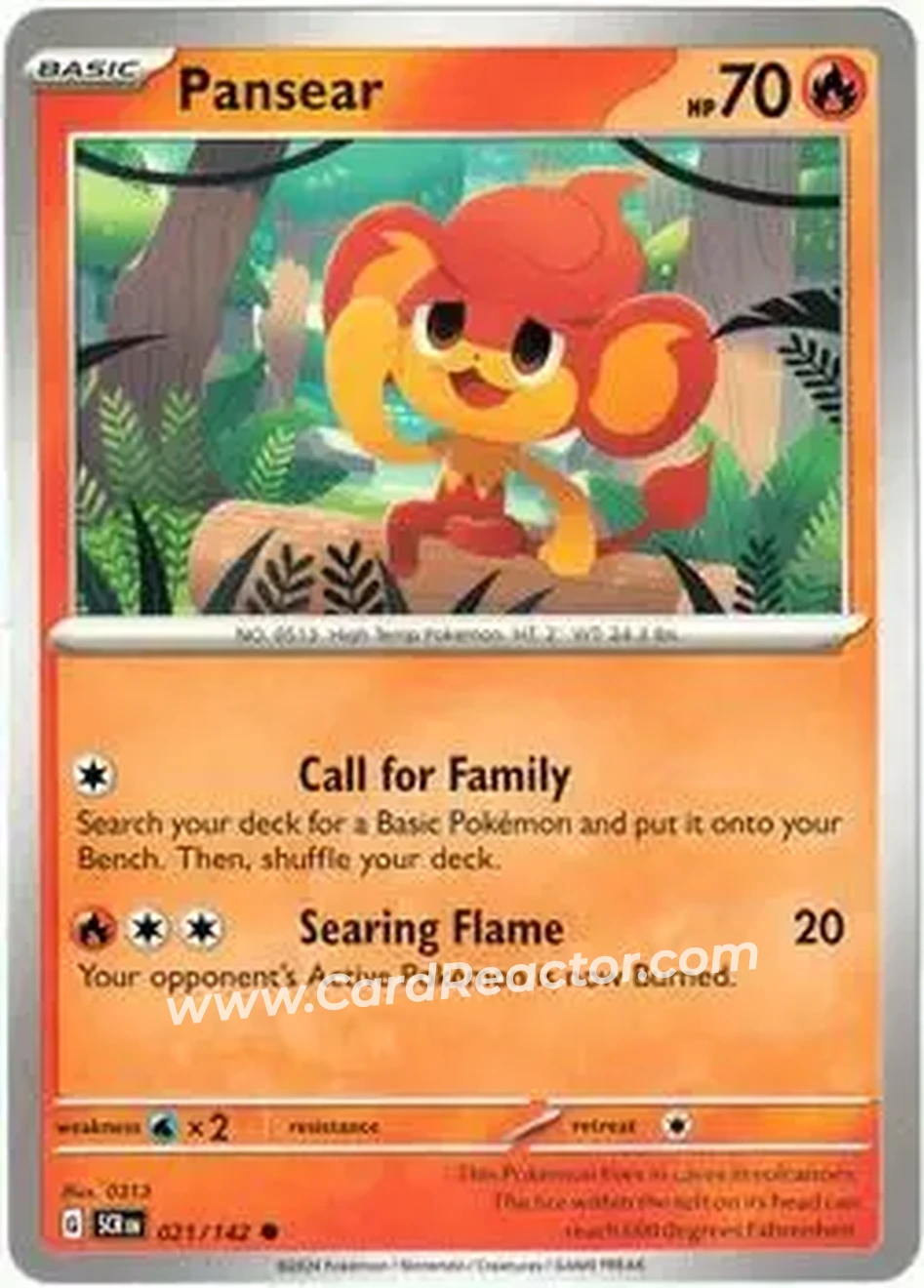 2024 Pokemon Scarlet & Violet Stellar Crown #021/142 - Pansear - Front
