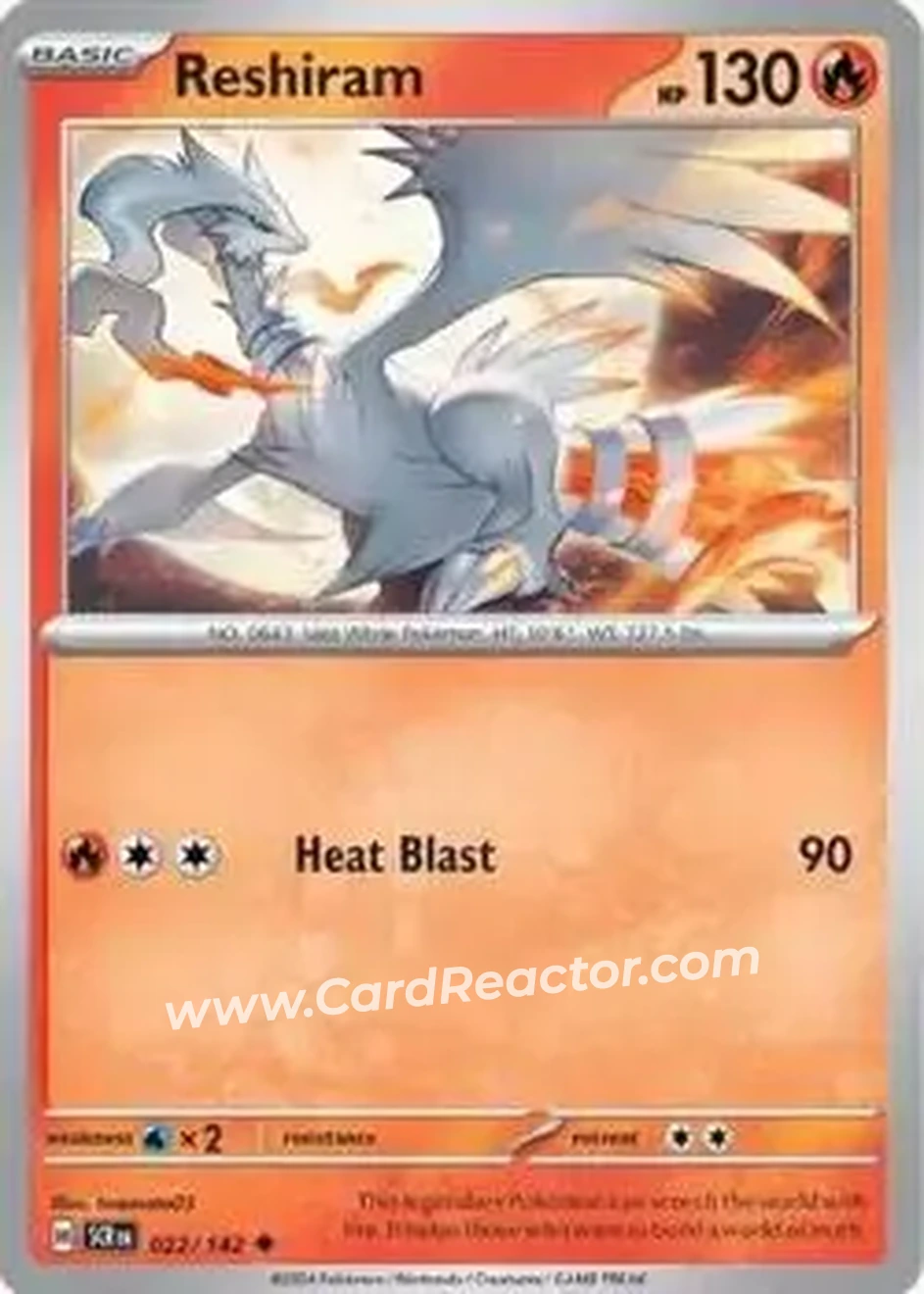 2024 Pokemon Scarlet & Violet Stellar Crown #022/142 - Reshiram - Front