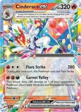 2024 Pokemon Scarlet & Violet Stellar Crown #028/142 - Cinderace ex