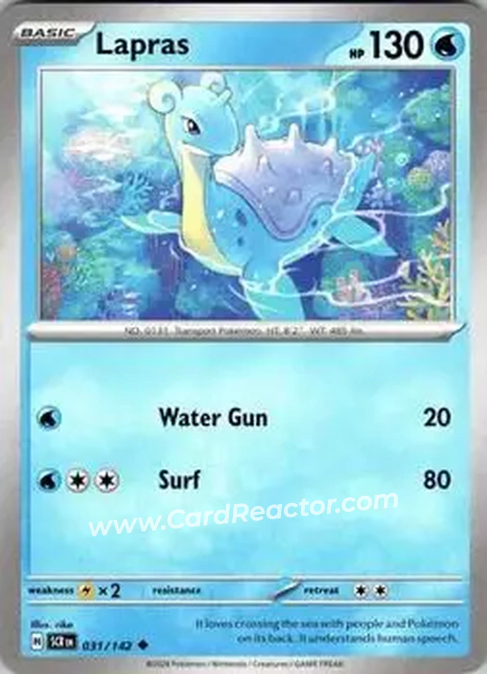 2024 Pokemon Scarlet & Violet Stellar Crown #031/142 - Lapras - Front