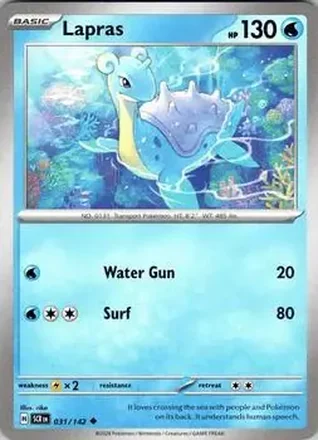 2024 Pokemon Scarlet & Violet Stellar Crown #031/142 - Lapras
