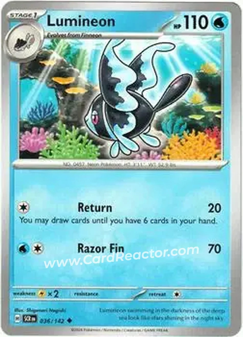 2024 Pokemon Scarlet & Violet Stellar Crown #036/142 - Lumineon - Front