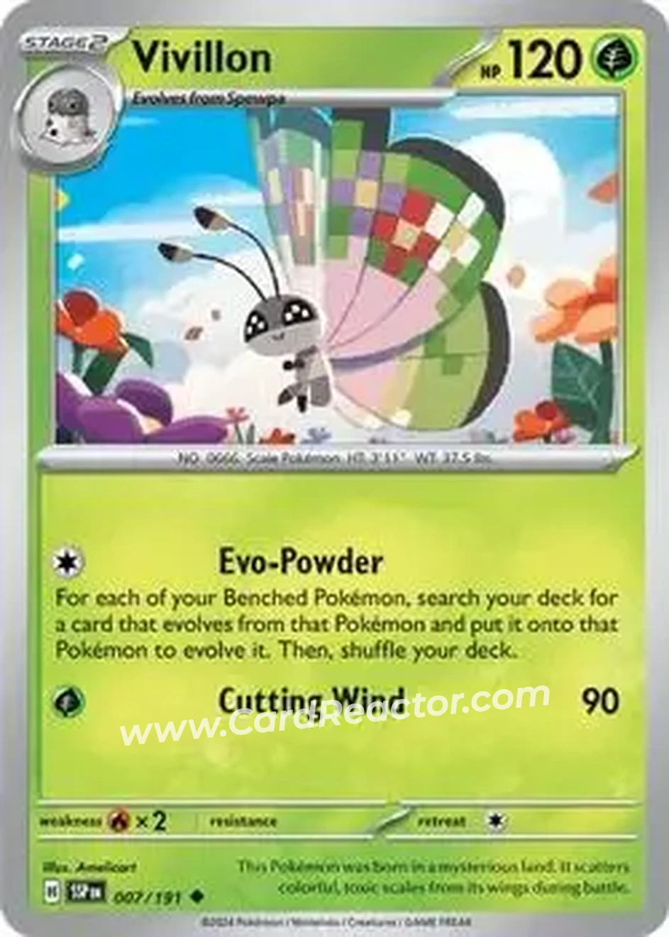 2024 Pokemon Scarlet & Violet Surging Sparks #007/191 - Vivillon - Front