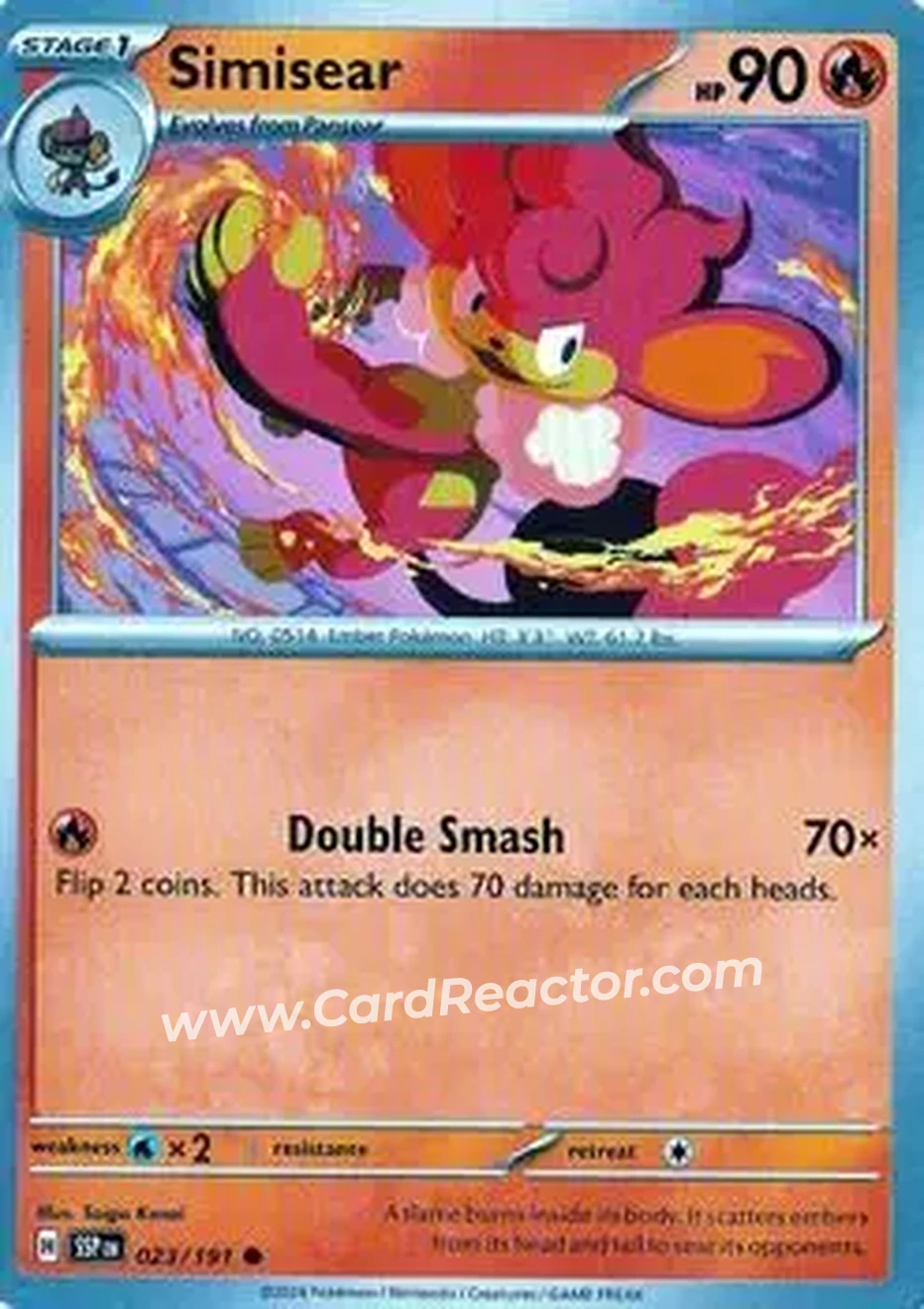 2024 Pokemon Scarlet & Violet Surging Sparks #023/191 - Simisear - Front