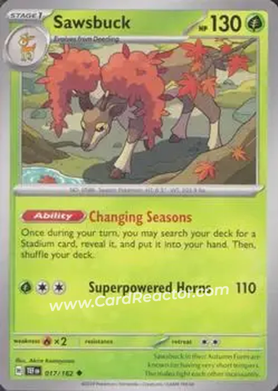 2024 Pokemon Scarlet & Violet Temporal Forces #017/162 - Sawsbuck - Front