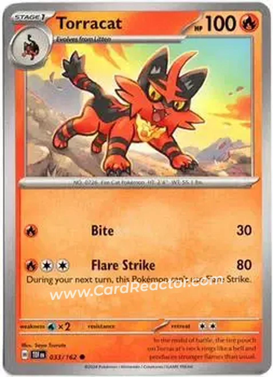 2024 Pokemon Scarlet & Violet Temporal Forces #033/162 - Torracat - Front
