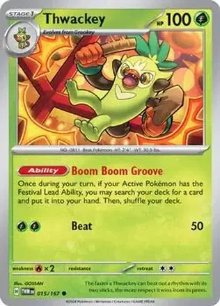 2024 Pokemon Scarlet & Violet Twilight Masquerade #015/167 Thwackey