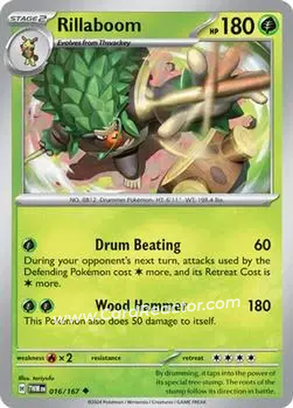 2024 Pokemon Scarlet & Violet Twilight Masquerade #016/167 - Rillaboom - Front
