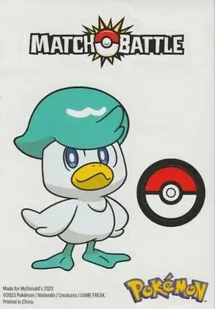 2023 Pokemon McDonald's Match Battle #NNO Stickers Quaxly