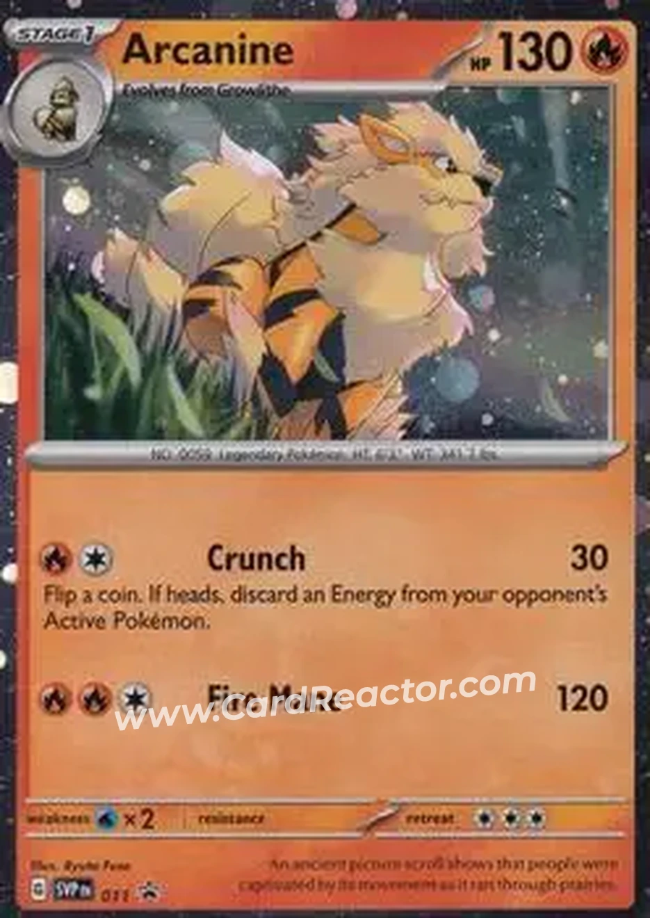 2023-25 Pokémon Scarlet & Violet Black Star Promos #011 - Arcanine - Front