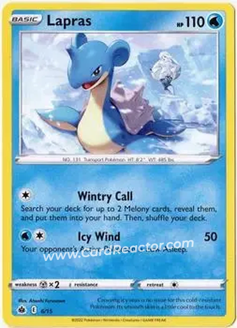 2022 Pokemon McDonald's Match Battle #6/15 - Lapras - Front