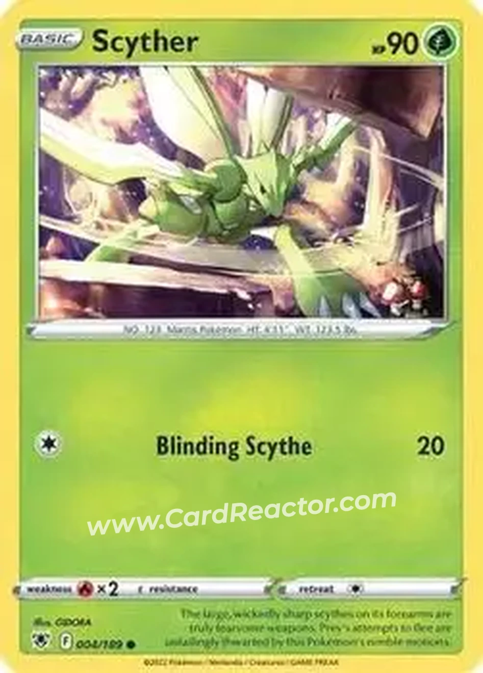 2022 Pokemon Sword & Shield Astral Radiance #004/189 - Scyther - Front