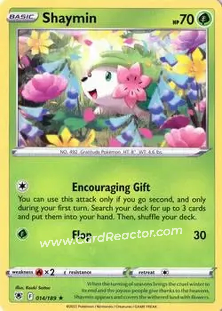 2022 Pokemon Sword & Shield Astral Radiance #014/189 - Shaymin - Front
