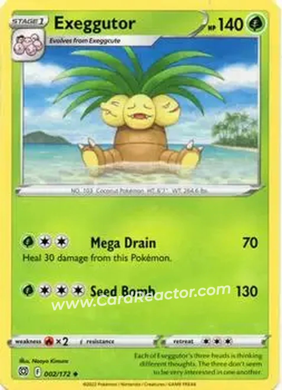 2022 Pokemon Sword & Shield Brilliant Stars #002/172 - Exeggutor - Front