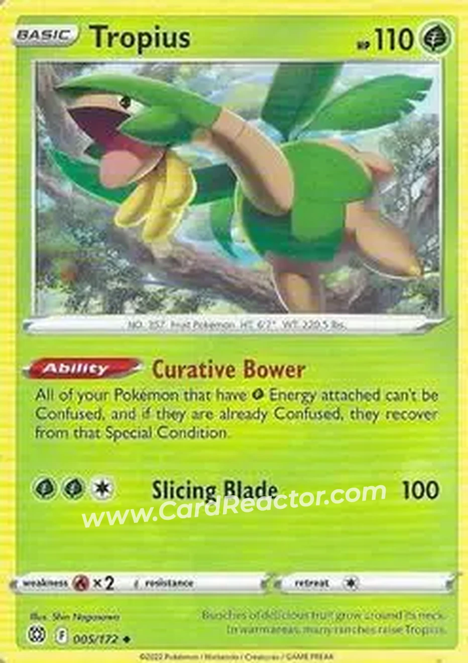 2022 Pokemon Sword & Shield Brilliant Stars #005/172 - Tropius - Front