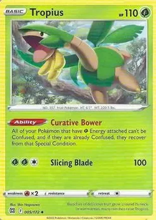 2022 Pokemon Sword & Shield Brilliant Stars #005/172 - Tropius