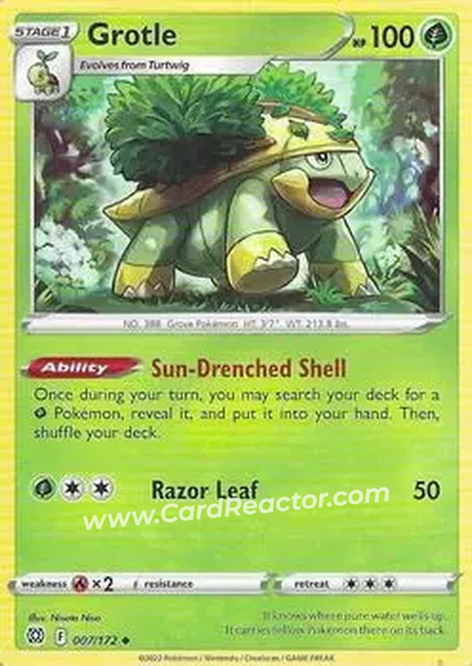 2022 Pokemon Sword & Shield Brilliant Stars #007/172 - Grotle - Front