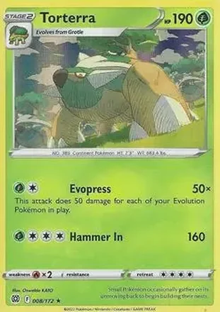 2022 Pokemon Sword & Shield Brilliant Stars #008/172 - Torterra ex