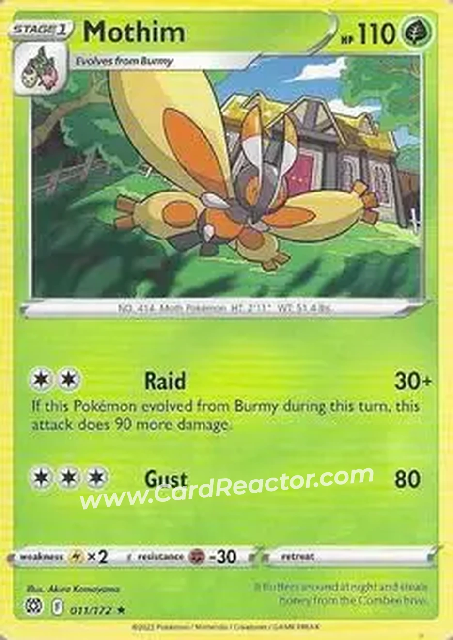 2022 Pokemon Sword & Shield Brilliant Stars #011/172 - Mothim - Front