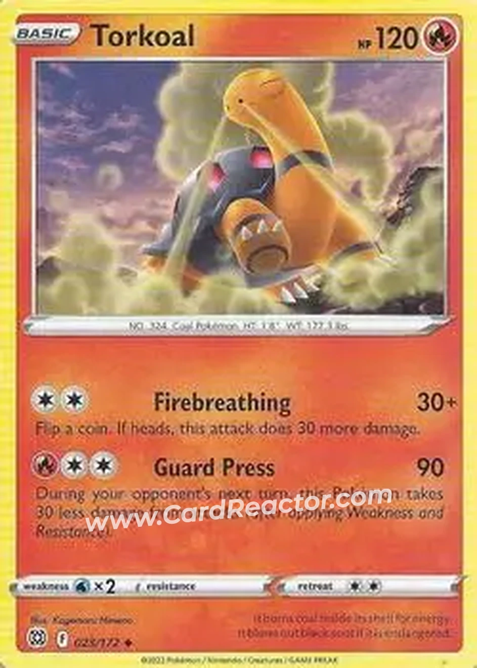 2022 Pokemon Sword & Shield Brilliant Stars #023/172 - コータス - Front
