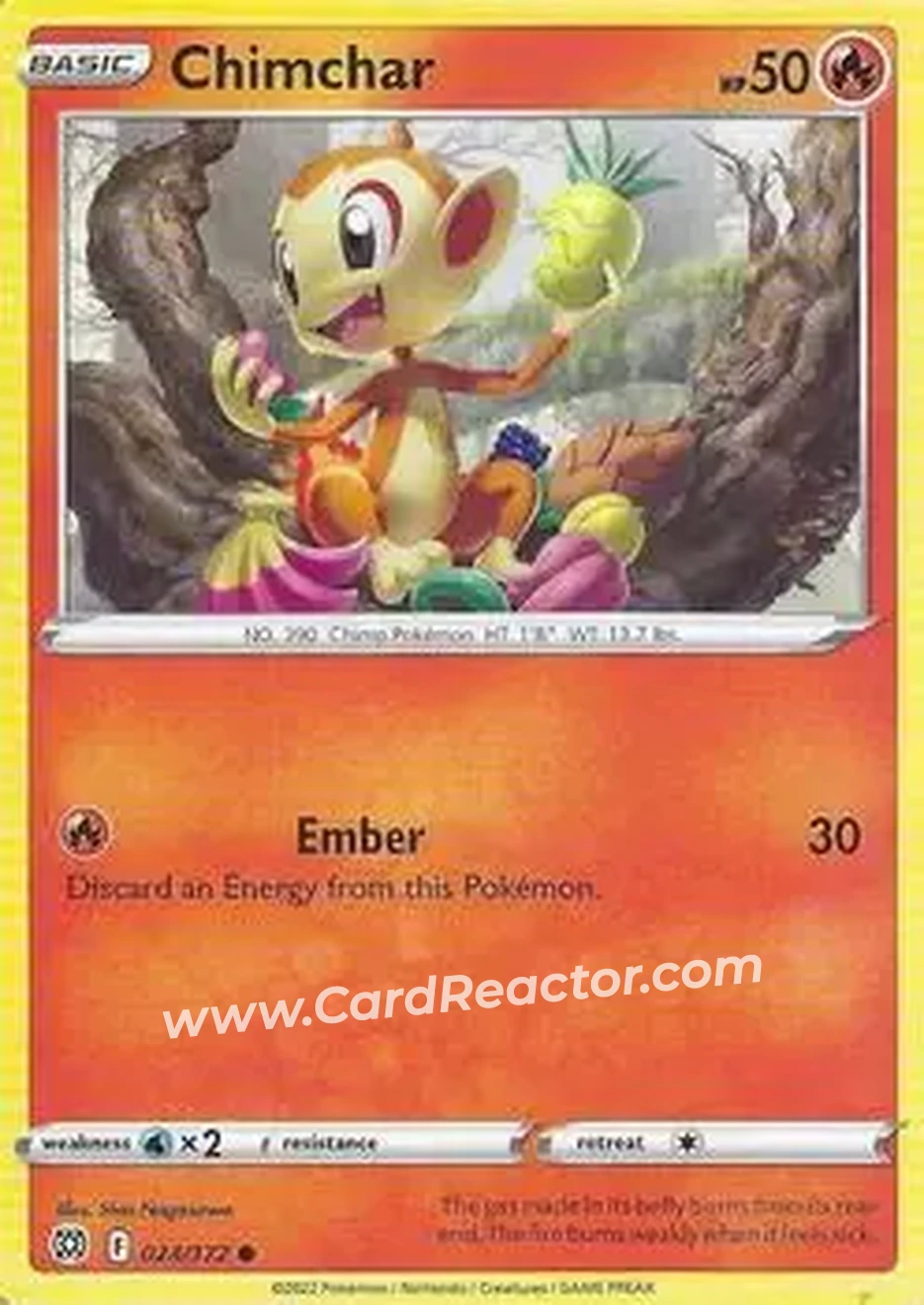 2022 Pokemon Sword & Shield Brilliant Stars #024/172 - Chimchar - Front