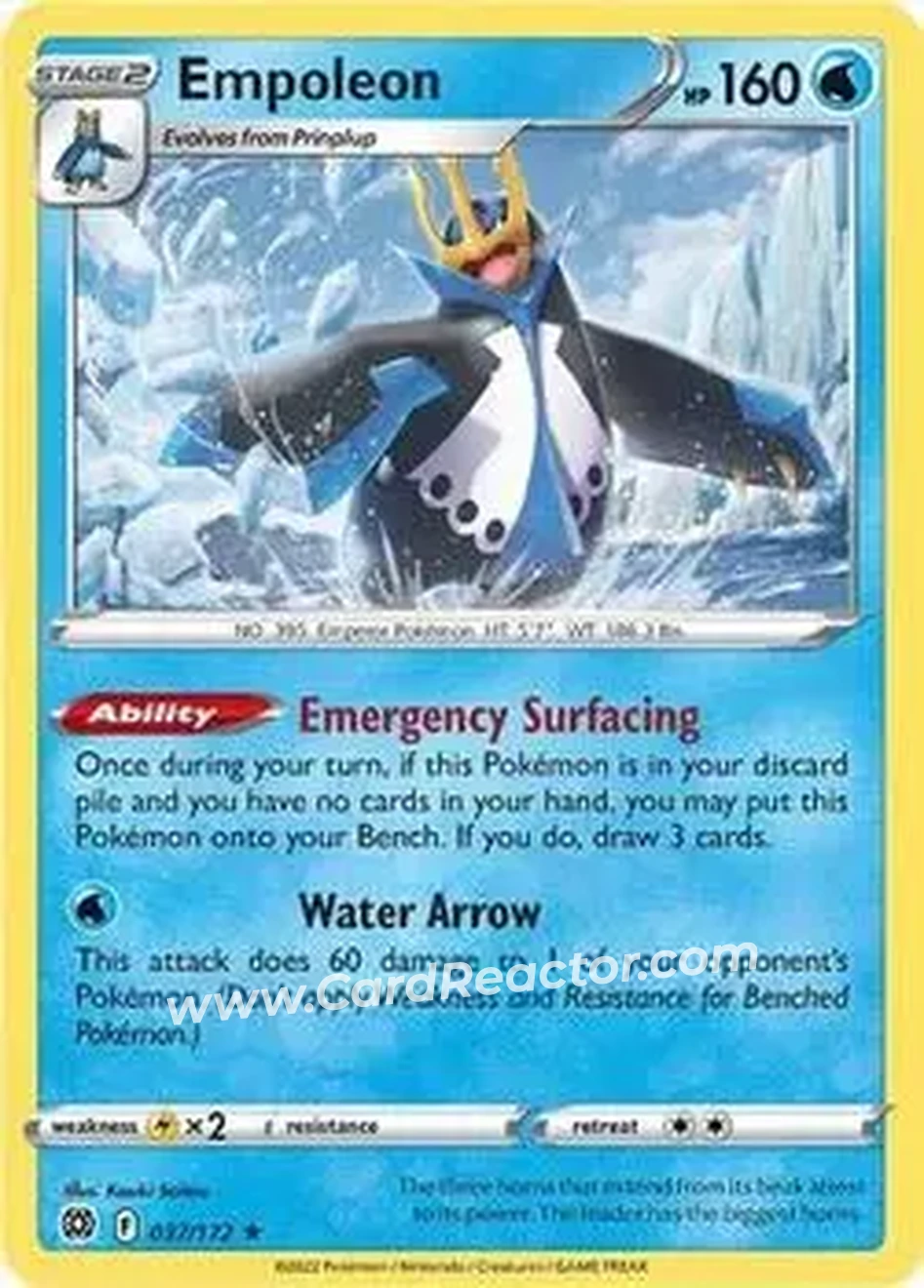 2022 Pokemon Sword & Shield Brilliant Stars #037/172 - Empoleon ex - Front