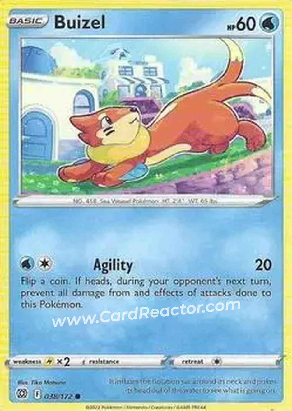 2022 Pokemon Sword & Shield Brilliant Stars #038/172 - Buizel - Front
