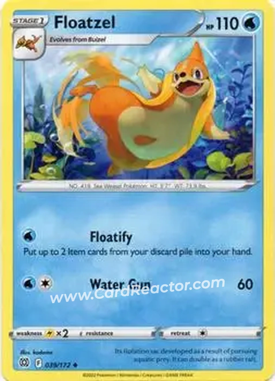 2022 Pokemon Sword & Shield Brilliant Stars #039/172 - Floatzel - Front